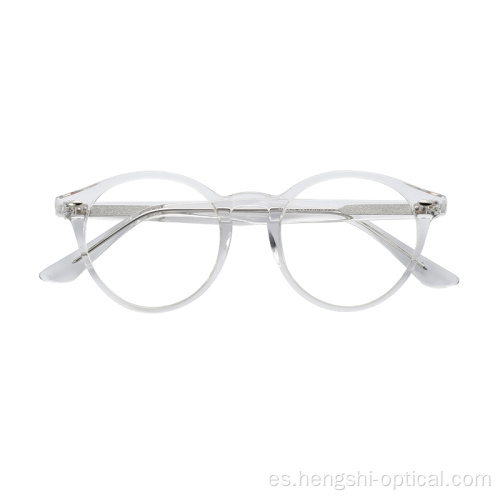 En stock redondear el marco de acetato de gafas ópticas transparentes